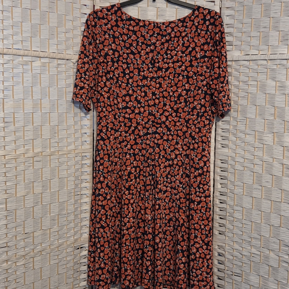 Floral Print Women's Dress Charter Club 1X Navy and Poppy - Picture 3 of 3